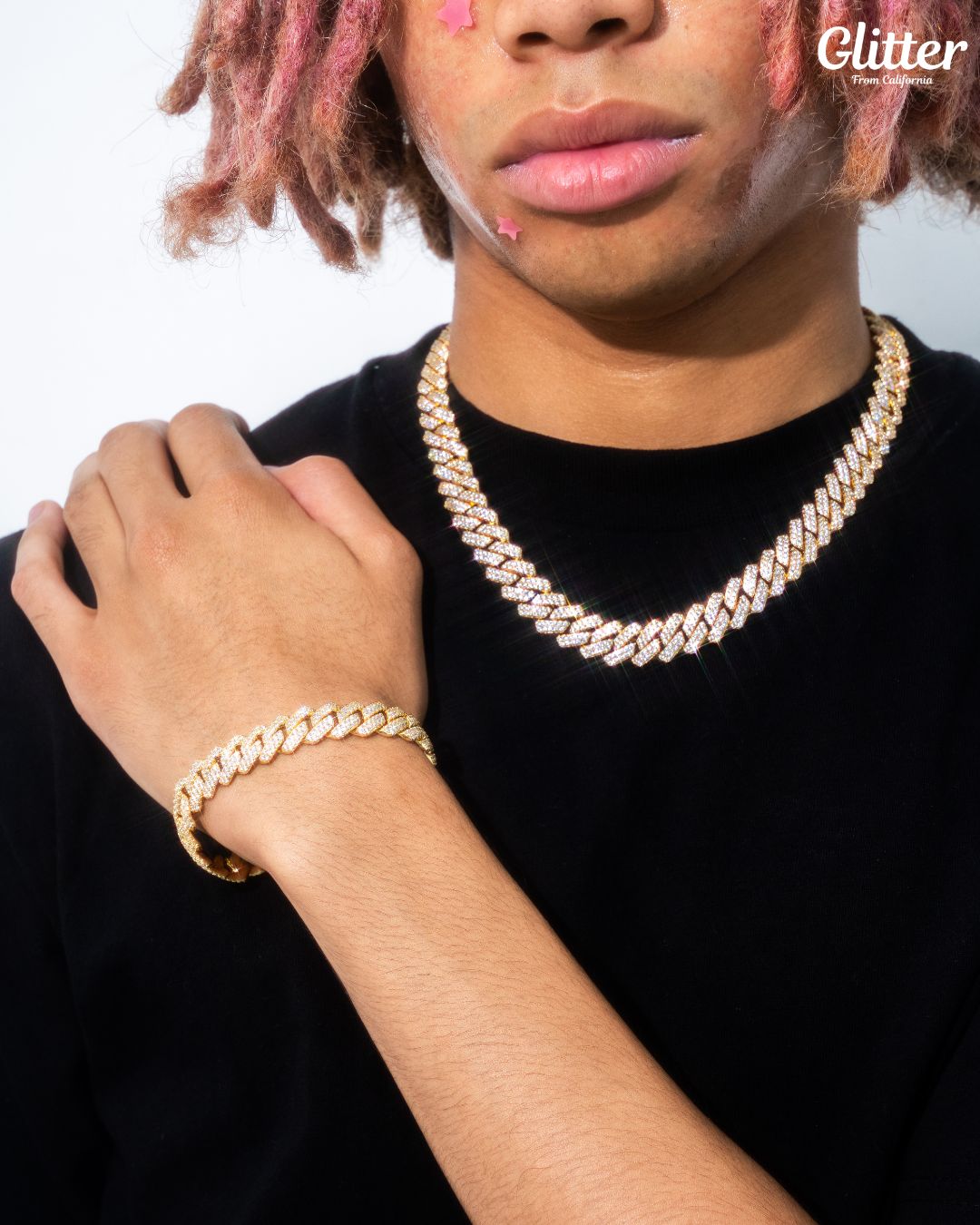 glitter Iced Out Chain Necklace 【14mm 】 Iced Out Prong Chain Necklace 【14mm / SILVER】 | Glitter