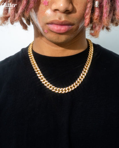 18kgp Iced Out Cuban Link Necklace 【12mm / GOLD】