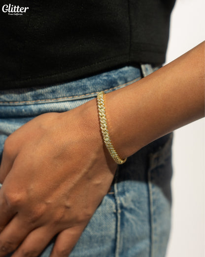 Iced Out Prong Chain Bracelet 【5mm/GOLD】