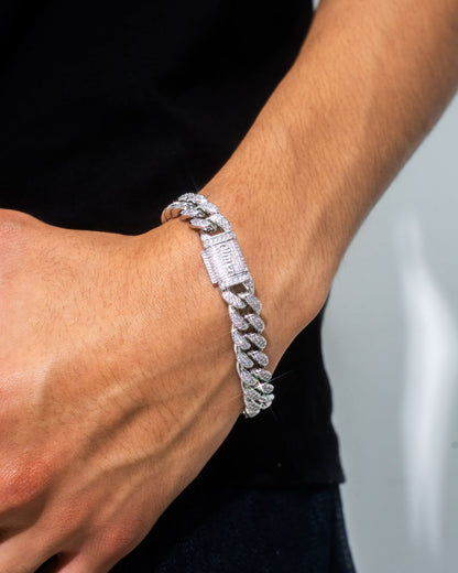Iced Out Cuban Link Bracelet【12mm / SILVER】