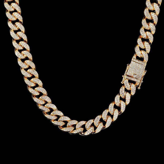 18kgp Iced Out Cuban Link Necklace 【12mm / GOLD】