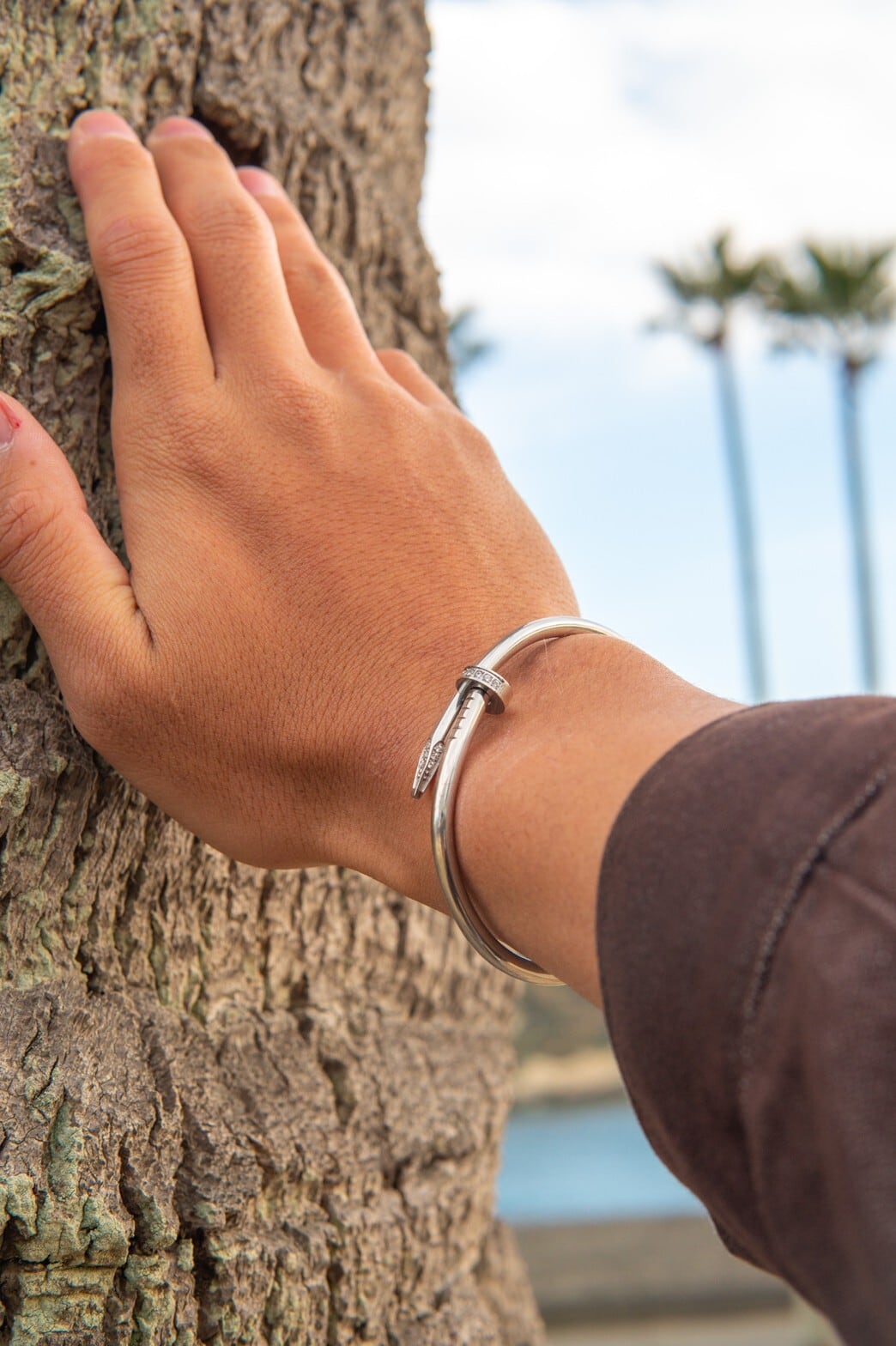 Zircon Nail Bangle 【SILVER】