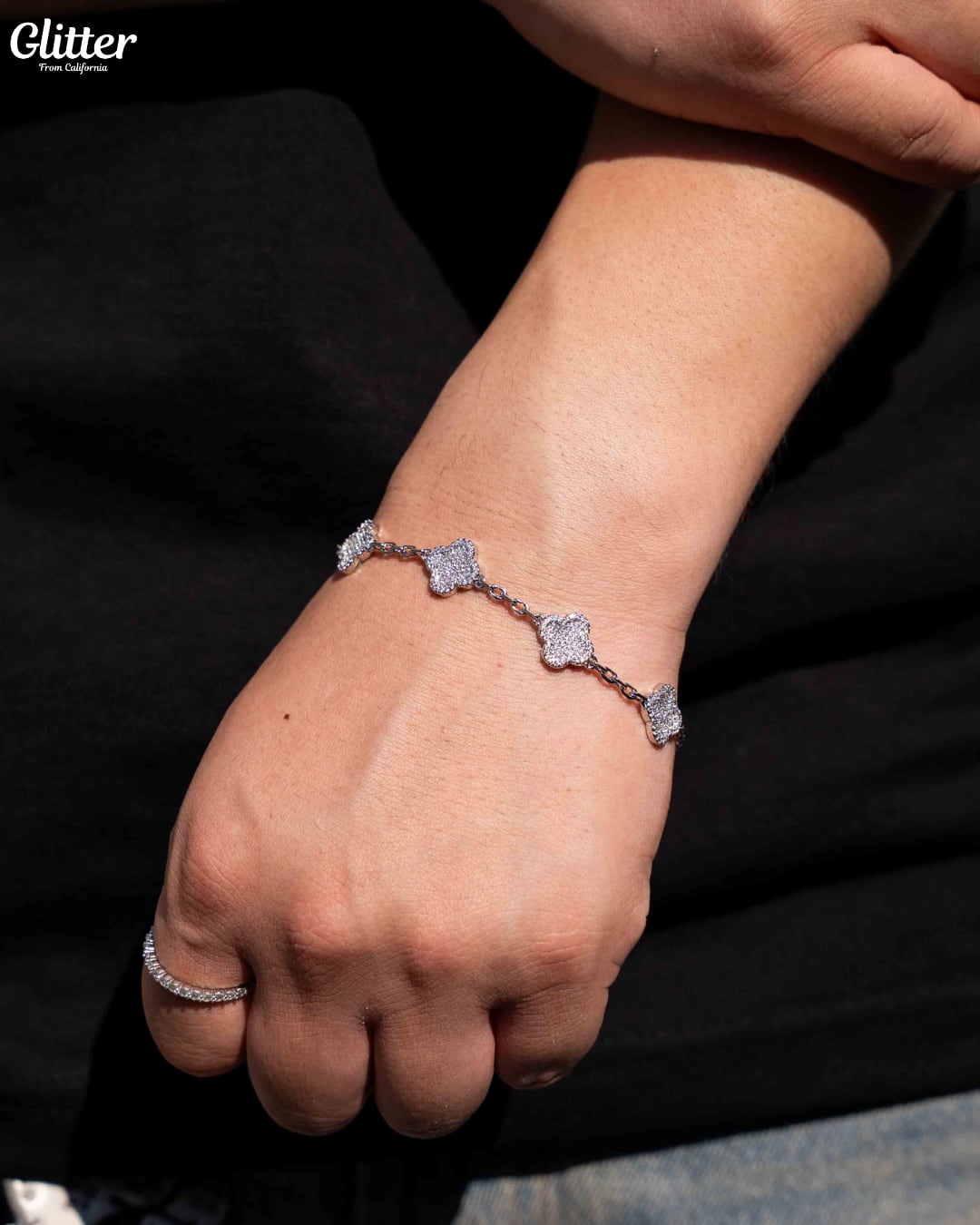 Iced Out Motif Chain Bracelet