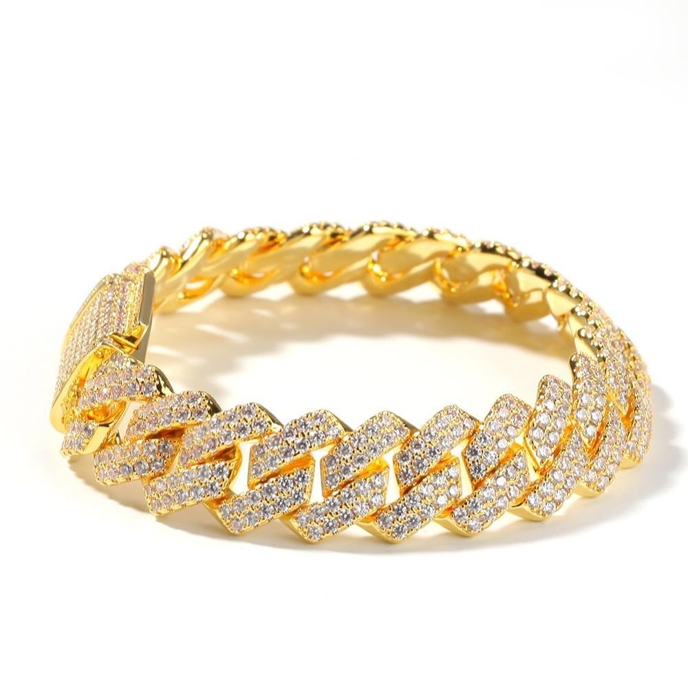 s925 Iced Out Prong Chain Bracelet 【14mm】