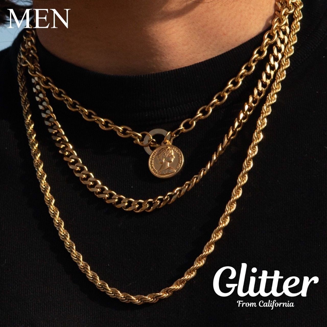 316L Coin Pendant Necklace 【GOLD】