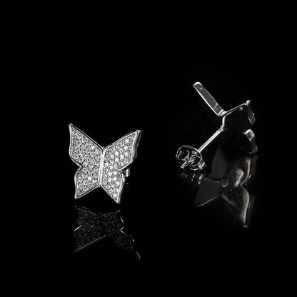 Iced Out Butterfly Earrings 【SILVER】