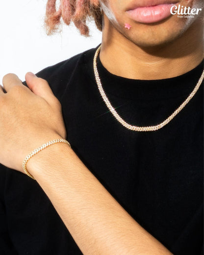 Iced Out Prong Cuban Chain Set 【5mm】