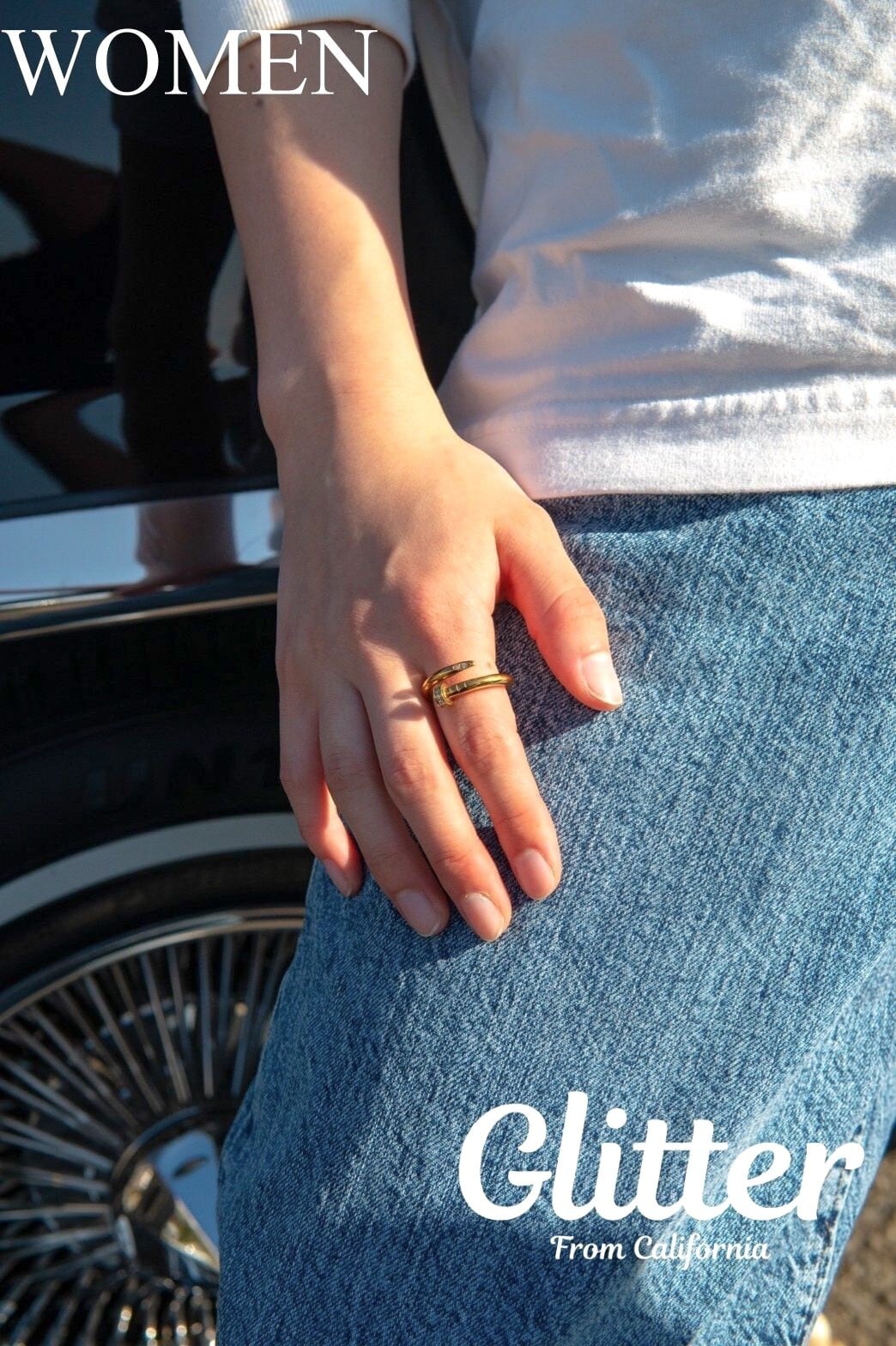 316L Zircon Nail Ring 【GOLD】