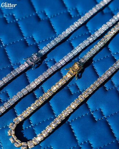 Baguette Tennis Chain Necklace【5mm】