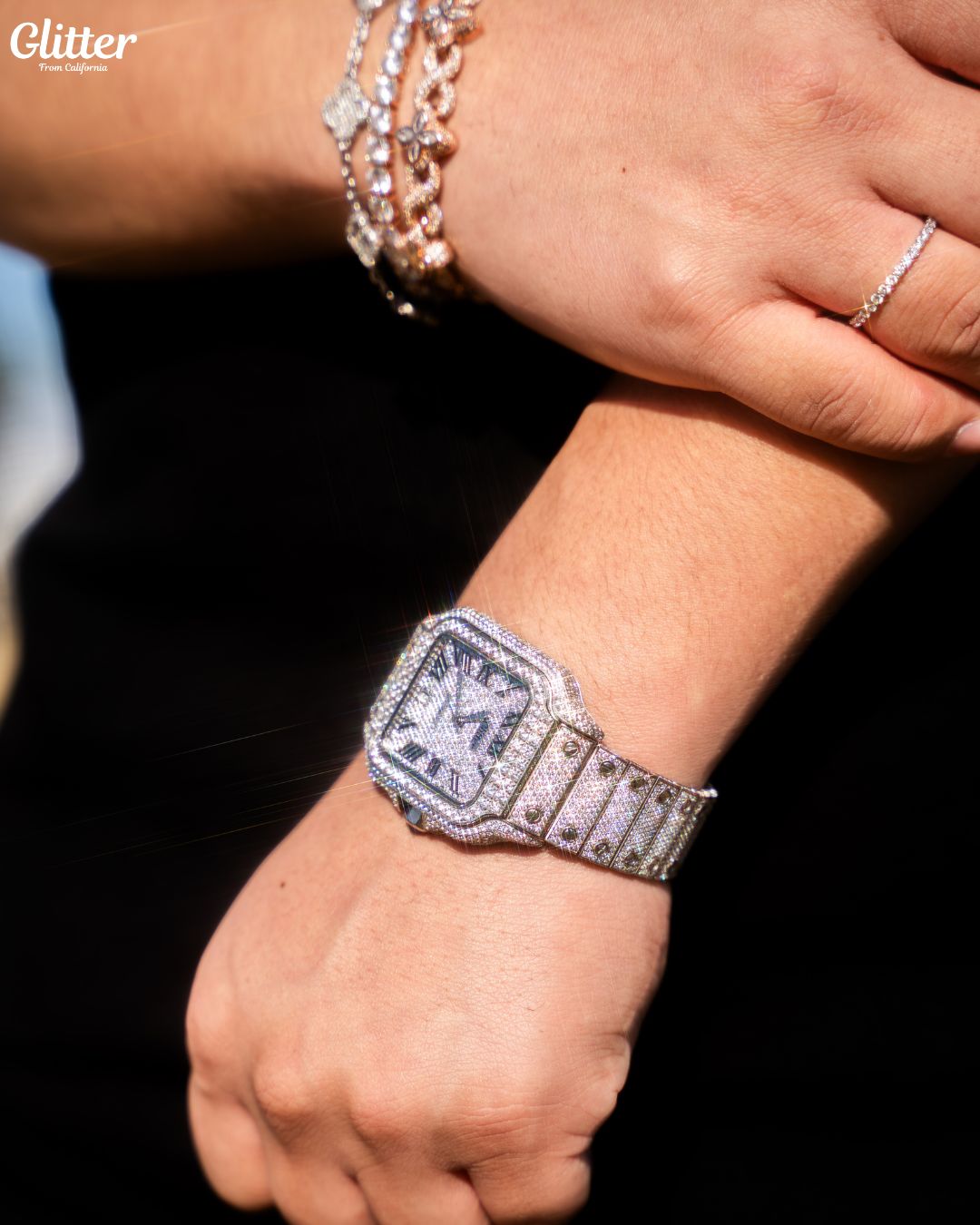 Iced Greek Dial Diamond Watch – Glitter