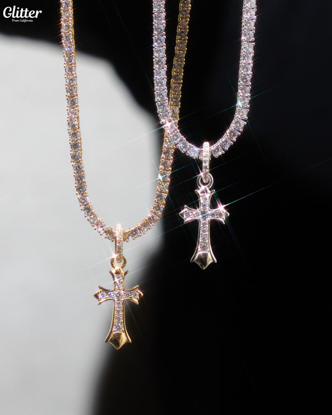 s925 Solid Cross Pendant – Glitter