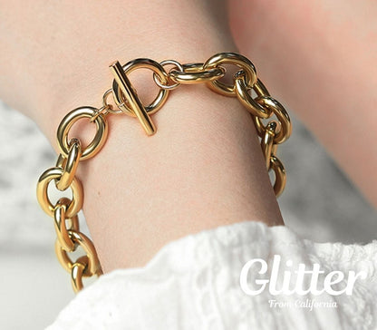 18kgp Chain & Link Bracelet 【12mm/GOLD】