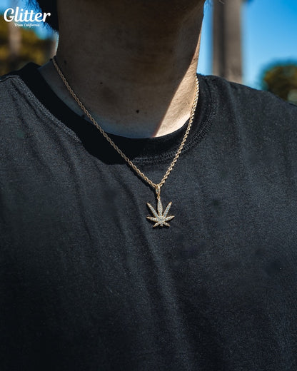 s925 Iced Out Weed Pendant
