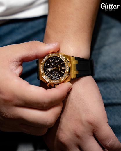 Iced Bezel California Rubber Watch 【GOLD】