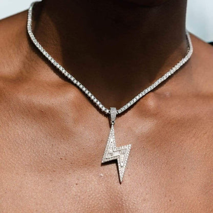 Baguette Diamond Lightning Necklace 【GOLD/SILVER】