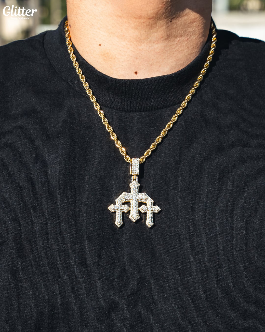 Iced Out Triple Cross Pendant 【GOLD /SILVER】