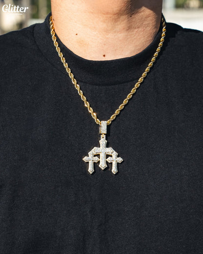 Iced Out Triple Cross Pendant 【GOLD /SILVER】