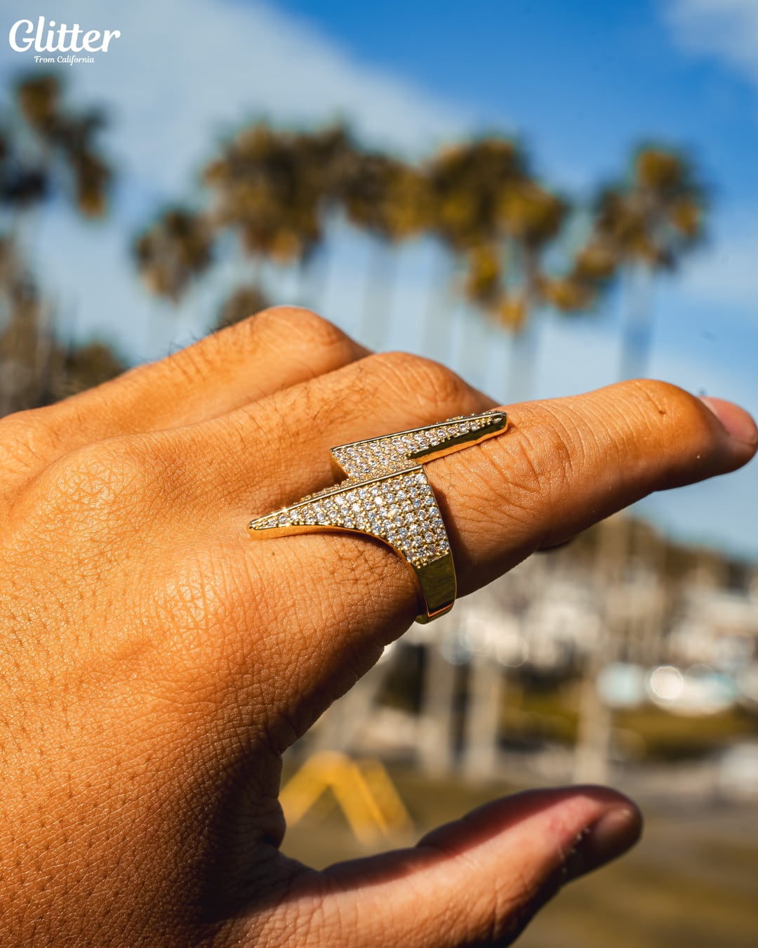 Iced Out Lightning Ring 【GOLD】