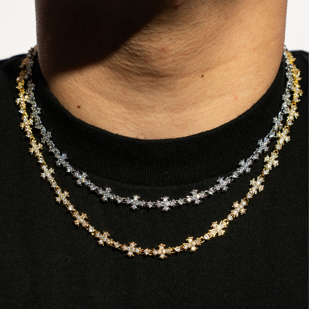 Iced Out Flared Cross Necklace