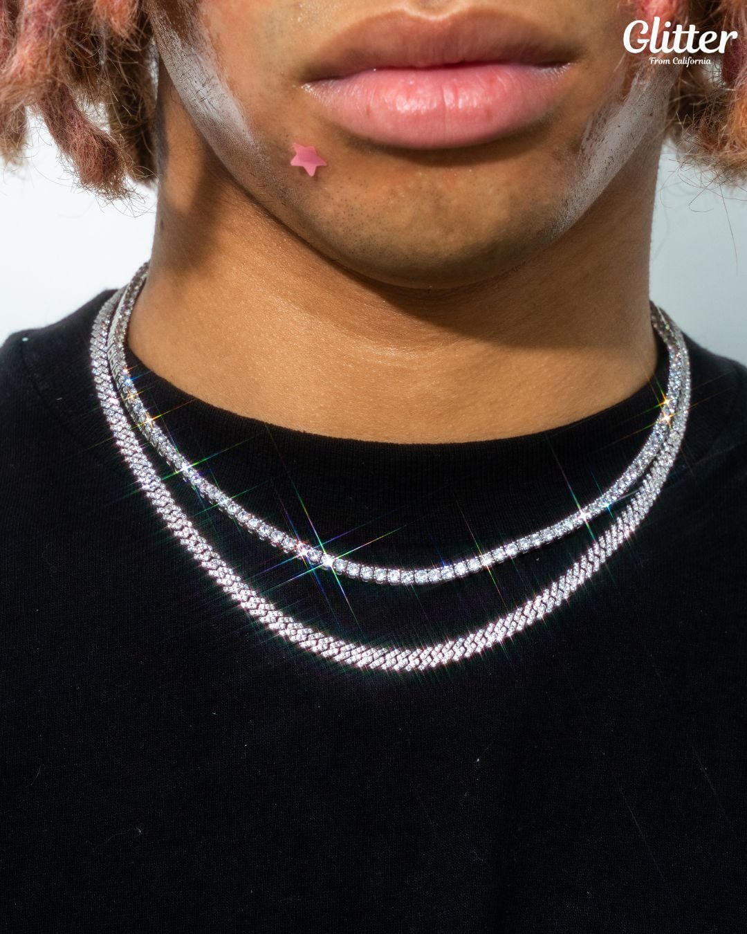 3&5mm】Tennis Chain × Iced Out Prong Chain Set – Glitter