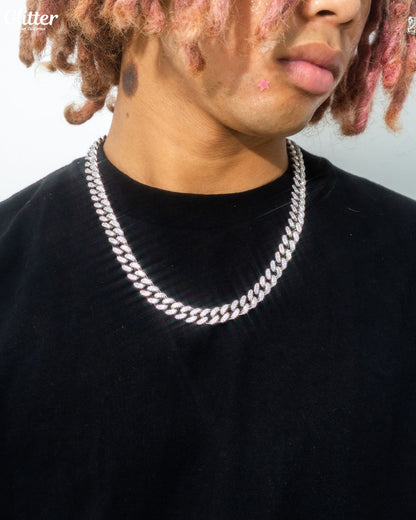 Iced Out Cuban Link Necklace 【12mm / SILVER】
