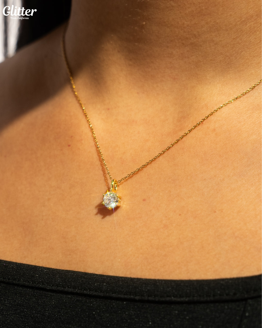 6mm Moissanite Point Necklace【GOLD】