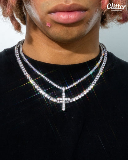 Tennis Chain × Iced Out Cross Set