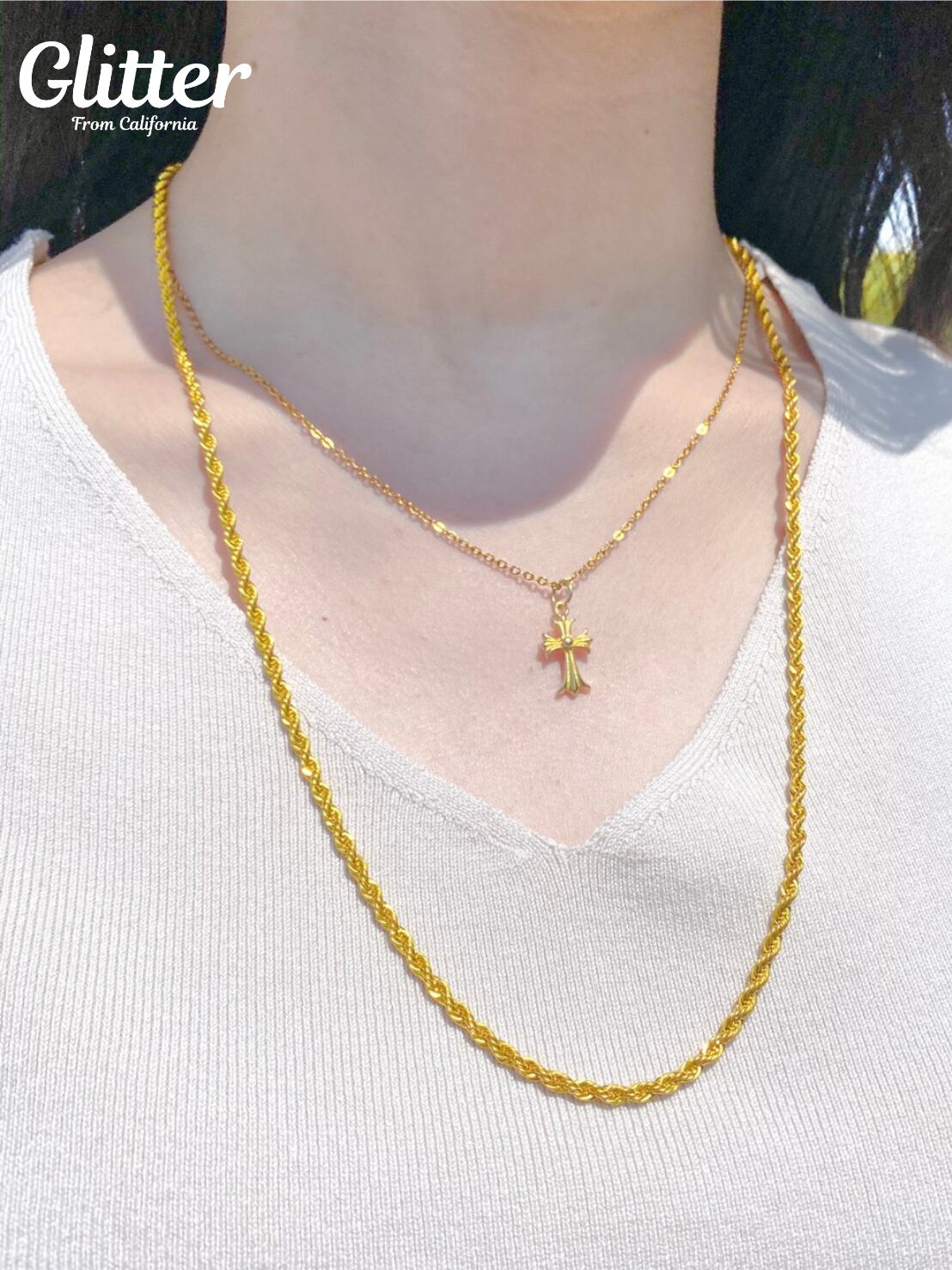 s925 Cross Necklace 【GOLD】