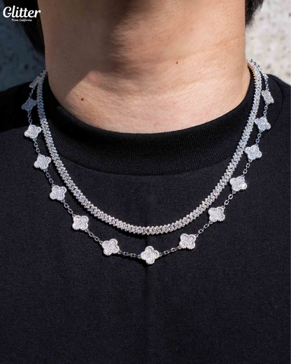 s925 Iced Out Motif Chain Necklace