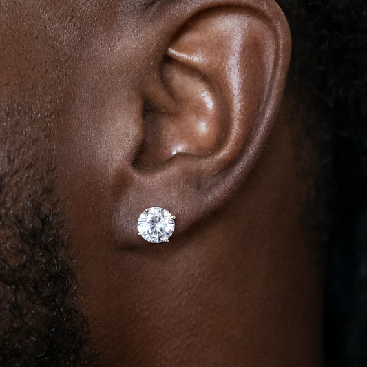 10K Round Cut Stud Earrings 7mm 【Diamond】