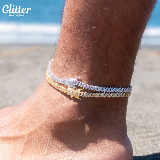 Iced Out Prong Chain Anklet【GOLD/SILVER】
