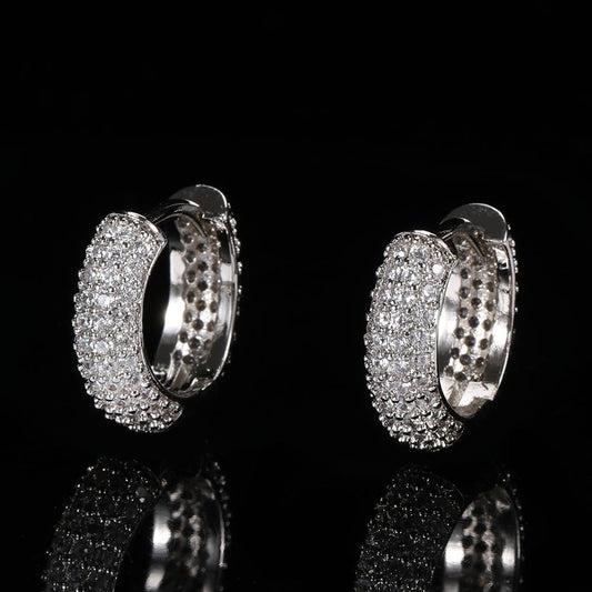 Iced Out Hoop Earrings 【SILVER】