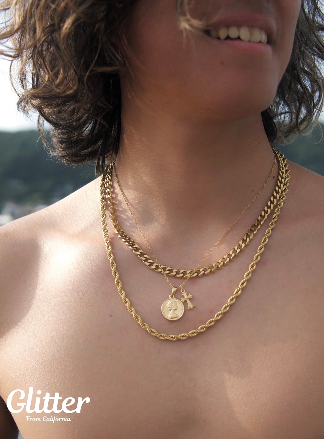 s925 Cross Necklace 【GOLD】