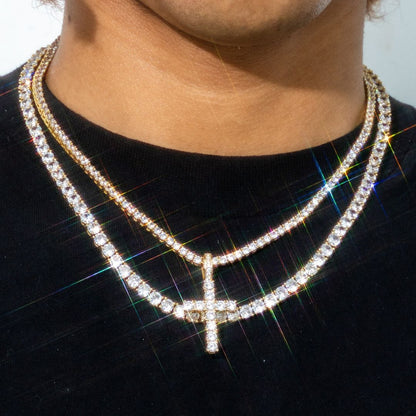 Tennis Chain × Iced Out Cross Set