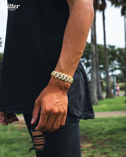 s925 Iced Out Prong Chain Bracelet 【19mm】