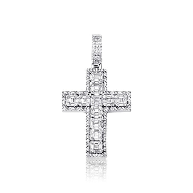 s925 Baguette Diamond Cross Necklace