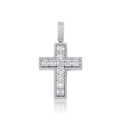 s925 Baguette Diamond Cross Necklace