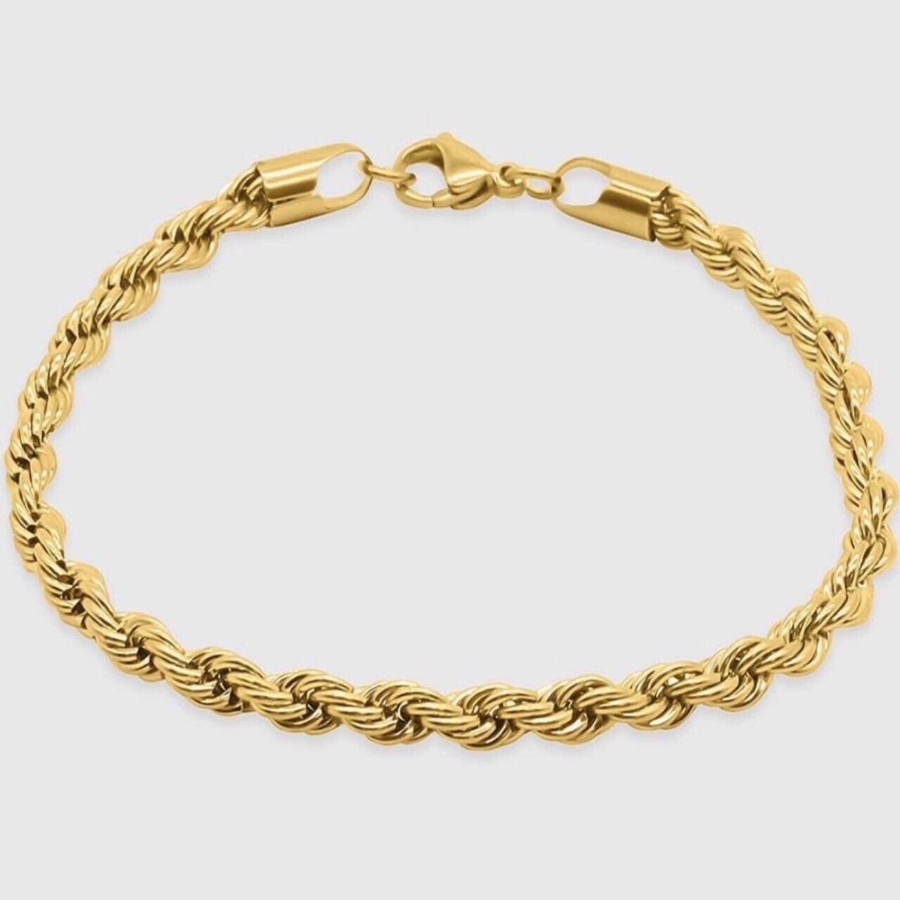 18kgp Diamond Cut Chain Bracelet 【5mm/GOLD】