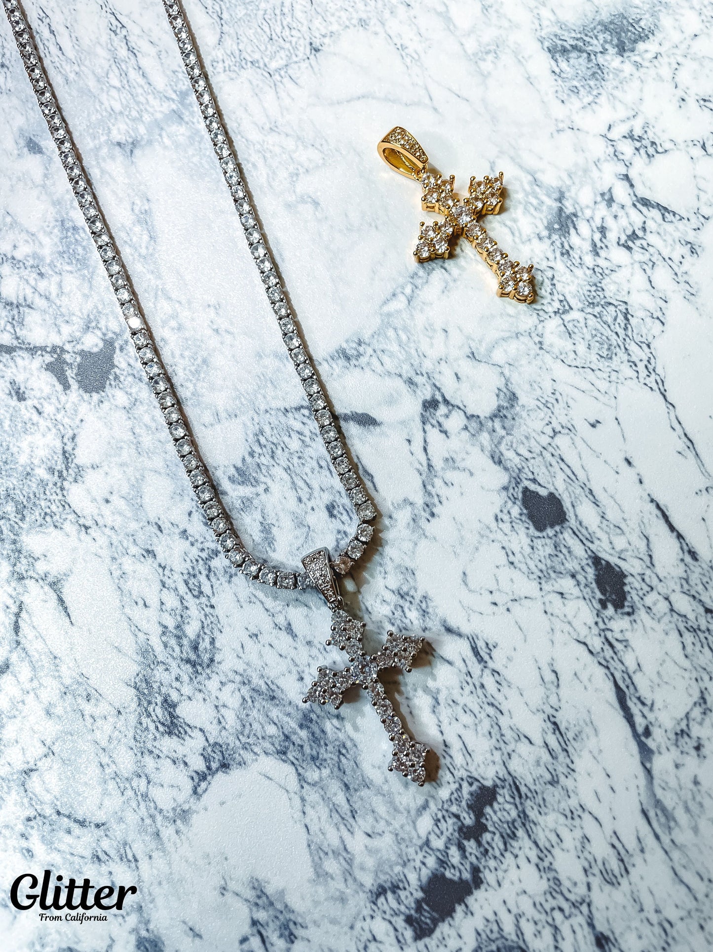 Iced Out Celtic Cross Necklace 【GOLD/SILVER】