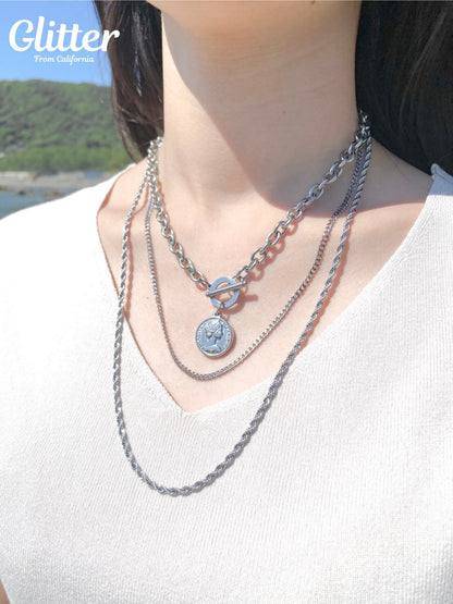 316L Coin Pendant Necklace 【SILVER】