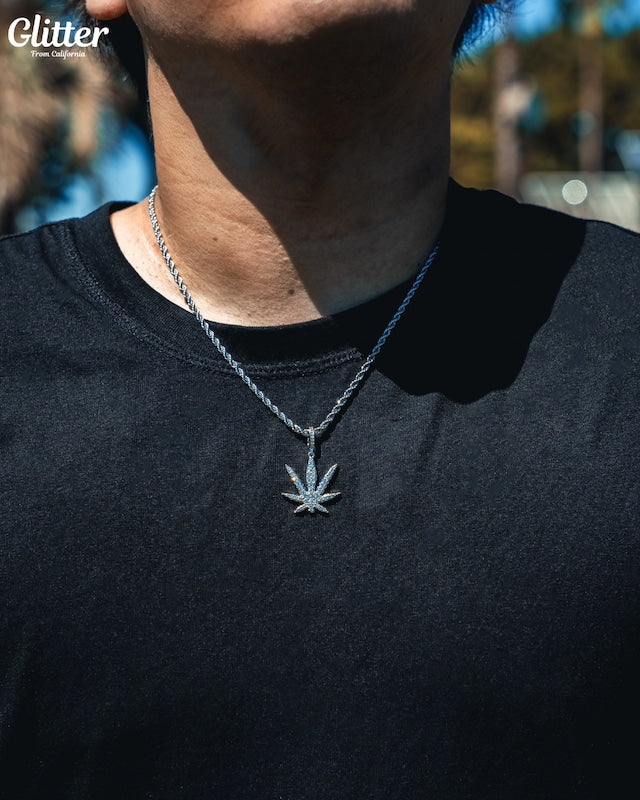 s925 Iced Out Weed Pendant