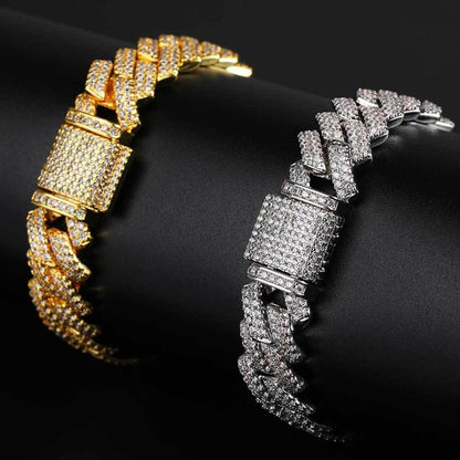 s925 Iced Out Prong Chain Bracelet 【14mm】