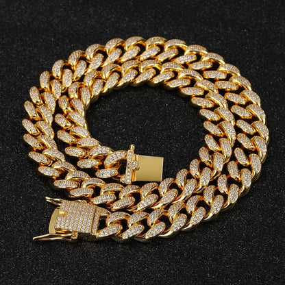 18kgp Iced Out Cuban Link Necklace 【12mm / GOLD】