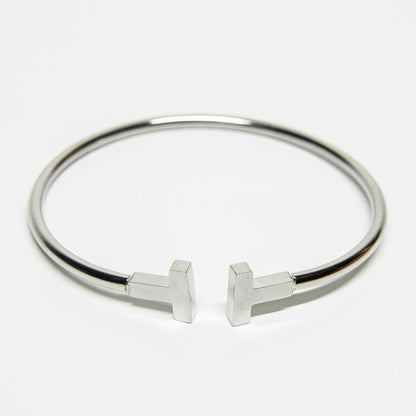 T Letter Opened Bangle 【SILVER】