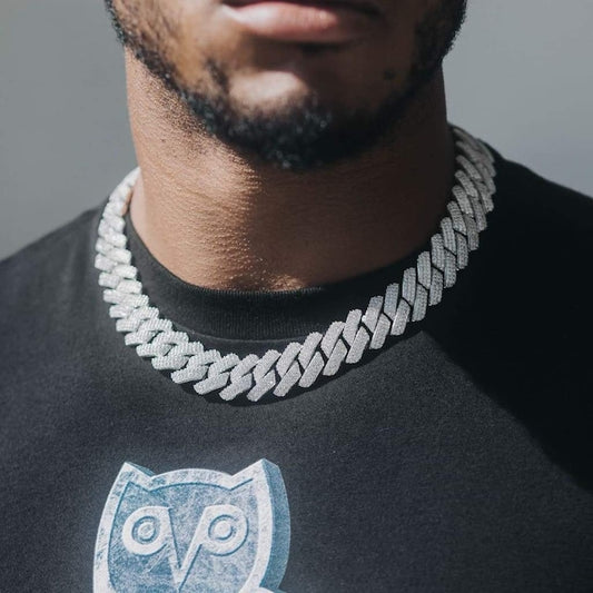 s925 Iced Out Prong Chain Necklace 【19mm】