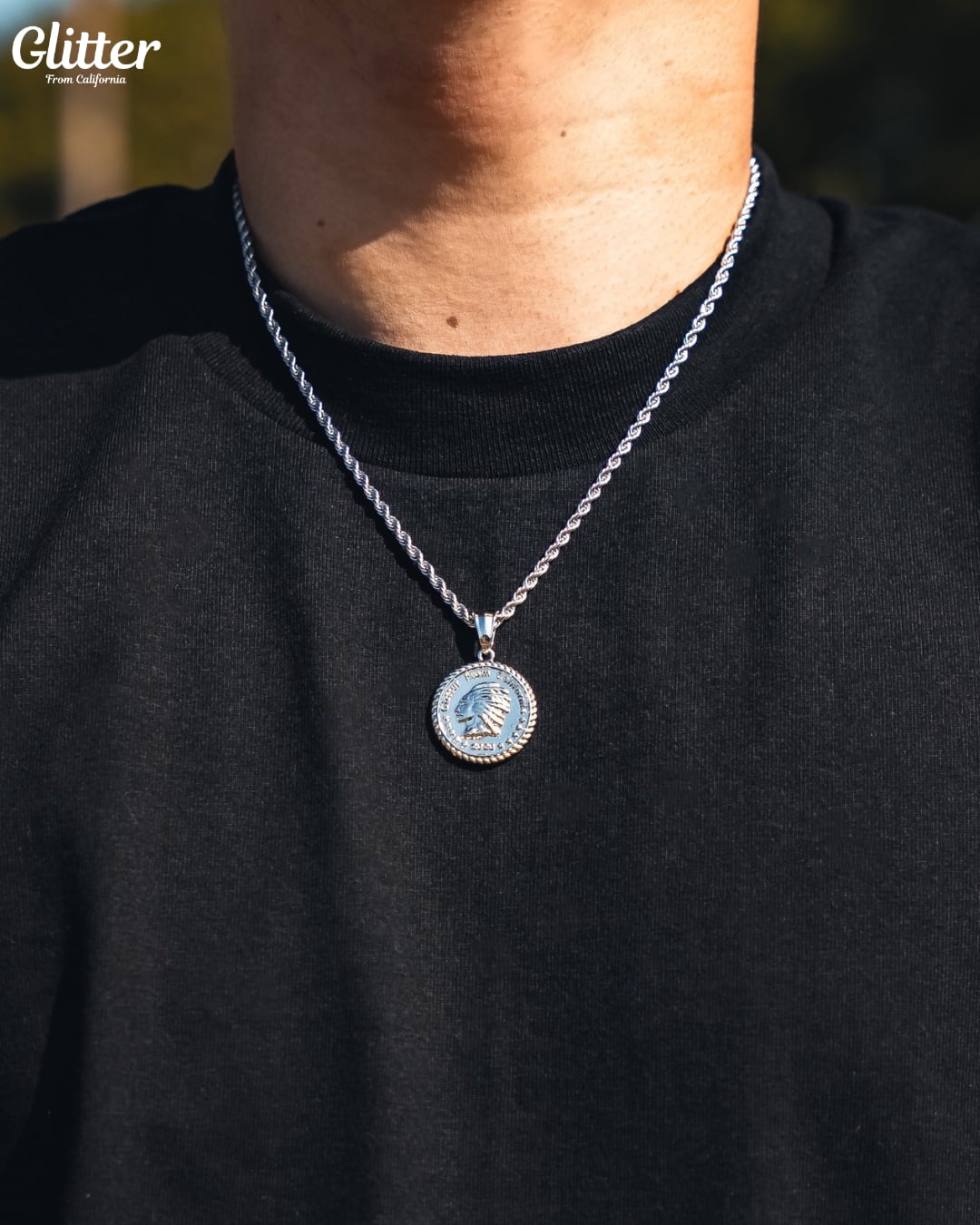 Glitter Indian Coin Pendant