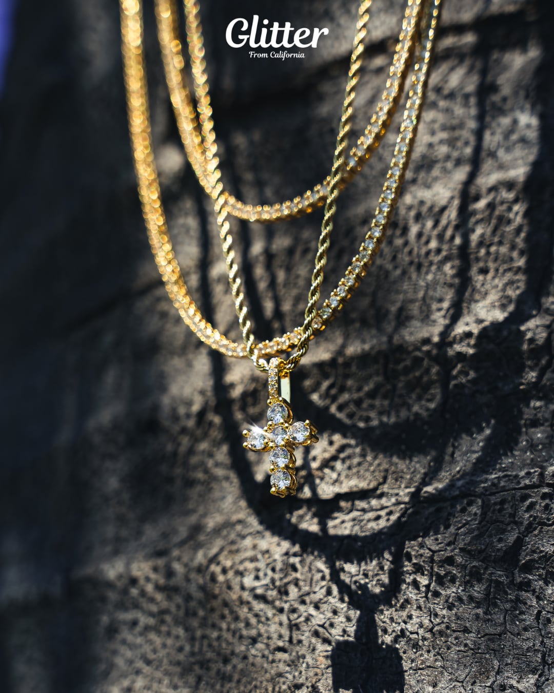 s925 Micro Diamond Cross Pendant【Gold / Silver】