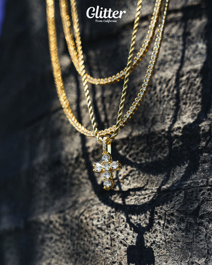 s925 Micro Diamond Cross Pendant【Gold / Silver】