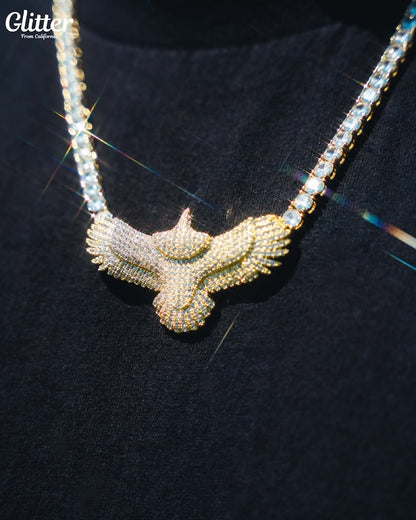 s925 Iced Out Indian Eagle Pendant