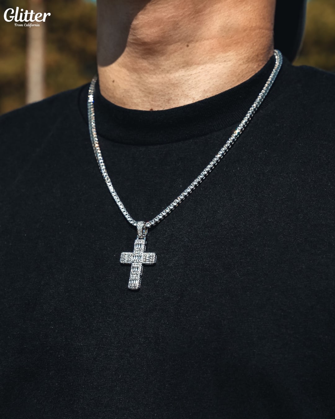 Iced Out Squared Cross Pendant 【GOLD /SILVER】